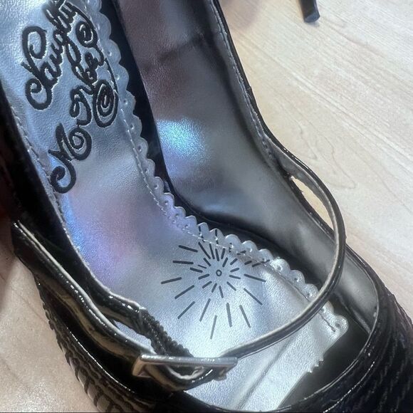 Sexy Naughty Monkey Open Toe 5” Stilettos black faux snake - Picture 11 of 11